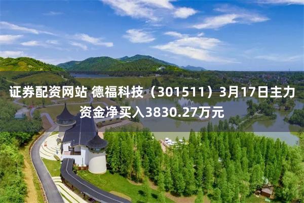 证券配资网站 德福科技（301511）3月17日主力资金净买入3830.27万元
